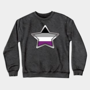 Large Asexual Pride Flag Colored Star with Chrome Frame Crewneck Sweatshirt